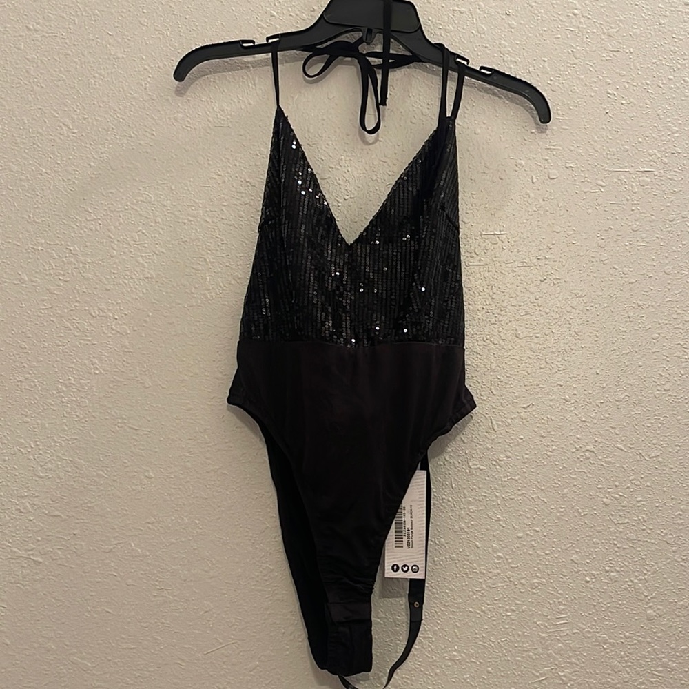 Boohoo Halter Sequin Bodysuit